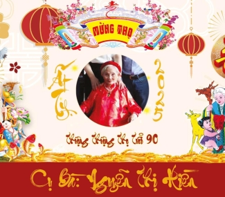Mừng Thượng Thọ 90 tuổi Cụ Bà Nguyễn Thị Hiền 2/2/2025 Sảnh Tulip Q12 Kính chúc Bà mạnh khỏe, sống vui vẻ bên con cháu